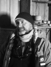 Julian Evans pictured in the Terra Nova Hut at Cape Evans.